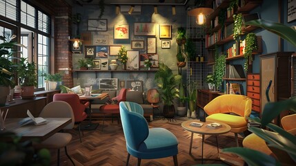Intimate seating arrangement in a cozy cafe