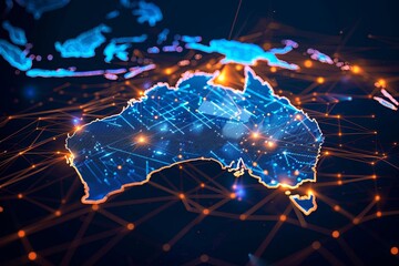 Digital map of Australia network and connectivity created with Generative AI