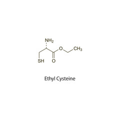 Ethyl Cysteine flat skeletal molecular structure Mucoactive agent drug used in cough treatment. Vector illustration scientific diagram.