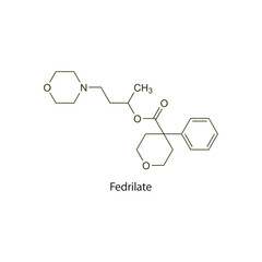 Fedrilate flat skeletal molecular structure Antitussive drug used in cough treatment. Vector illustration scientific diagram.