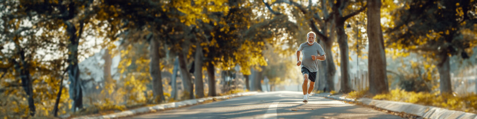 Senior man going for a run