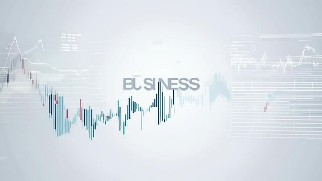 The word Business surrounded by a minimalistic background with icons and sales graphs, concept: finance and entrepreneurship - Powered by Adobe