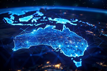 Digital map of Australia network and connectivity created with Generative AI