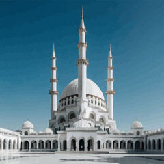 Fototapeta premium Islamic motif, minimalist design, pastel tones, vector look, clean and simple lines, subtle backlighting