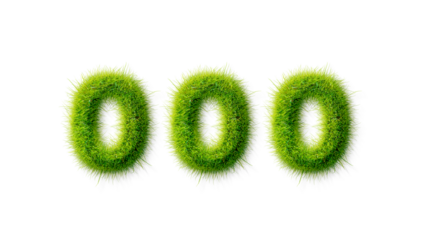 Alphabet letter grass effects, A Number 000 with grass on a transparency background, eco text effect, isolated letter with grass effect high quality