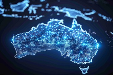Digital map of Australia network and connectivity created with Generative AI