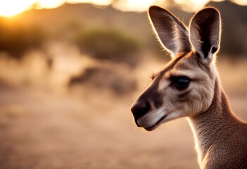Obraz premium sunset background beautiful animal australia dry bright kangaroo sun desert