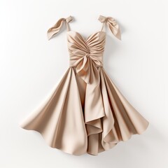 a beautiful beige dress lies on a white background