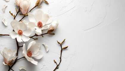 Pink magnolia flower isolated on white background with full depth of field