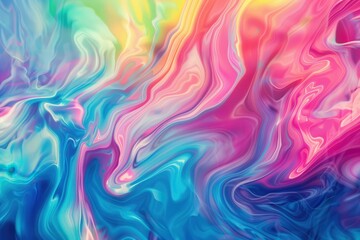 Colorful psychedelic backdrop. Shimmering liquid design. Vibrant holographic print. Psychedelic rainbow ripples. Whimsical swirls influence