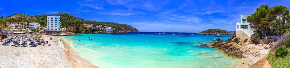 Mallorca Balearic islands charming places to visit - Sant Elm (San Telmo) fishing village with great beach and stunning view of Dragonera island