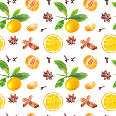Vibrant pattern with citrus and spice, ideal for festive season with warm, decorative vibe