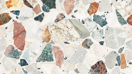 Naklejka premium terrazzo flooring which has Orange rock Small or marble old. Italian marble stone texture background with high resolution Crystal slab marble for interior. marble design.