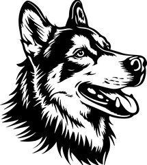 Siberian Huskey  | Dog Silhouette | Black SVG | High Detail |