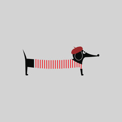 Minimalist Abstract Dog Illustration with Geometric Shapes