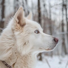 Obraz premium White huskey close up winter photo