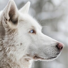 Obraz premium White huskey close up winter photo