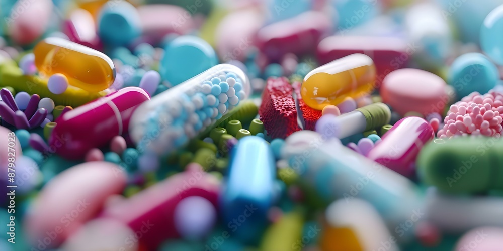 Aufkleber exploring the diversity of probiotic bacteria in the gut through animated 3d visualization. concept 