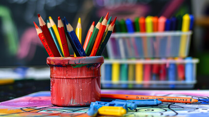 Obraz premium Colorful pencils in a box