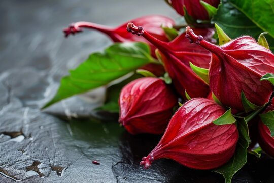 Hibiscus sabdariffa fruits or roselle fruits