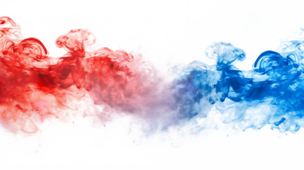 Red and blue smoke isolated on withe background