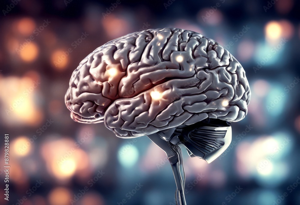Poster human illustration brain computer server central processing unit digital core motherboard cyberspace