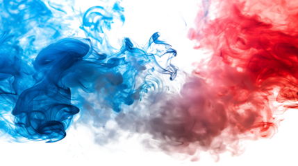 Red and blue smoke isolated on withe background