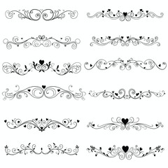 Floral divider freehand drawing vector illustration.
