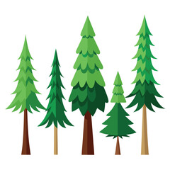 Tree vector. Set tree. Pine tree. Deb daru tree.