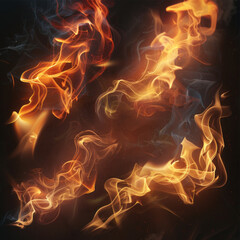 realistic flames on a black background to use in graphic design a bit more scarce flames.generative ai