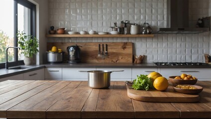 Kitchen background top counter interior wood blur home