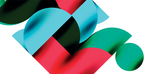 Obraz premium Shadow effect shiny circles and round triangles geometric modern art. Vector Illustration For Wallpaper, Banner, Background, Card, Book Illustration, landing page