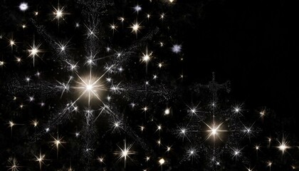 Obraz premium 幻想的に光る星とエフェクト、シンプルな黒い背景、クールでスタイリッシュに表現、 Generated by AI