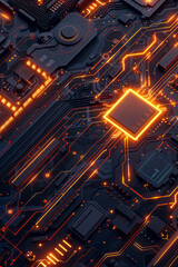 Obraz premium Glowing Circuit Board A highly detailed circuit board design with glowing neon elements,generative ai