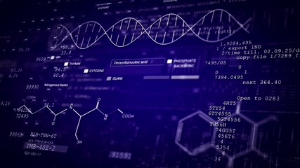 DNA Chemistry structure formulas,elements. UI HUD. Medicine healthcare. Glutathione,vitamin K. School, University and Institute Program. Online learning. Blue