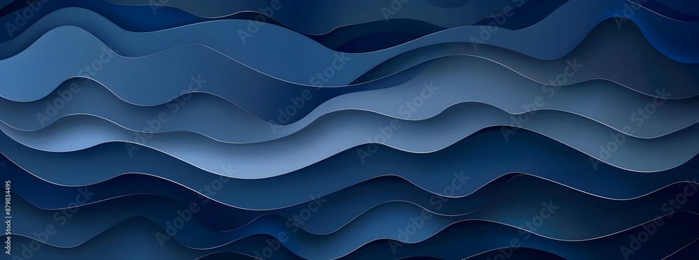 Poster blue background with wavy paper cut shapes. abstract vector illustration of a blue abstract backgrou