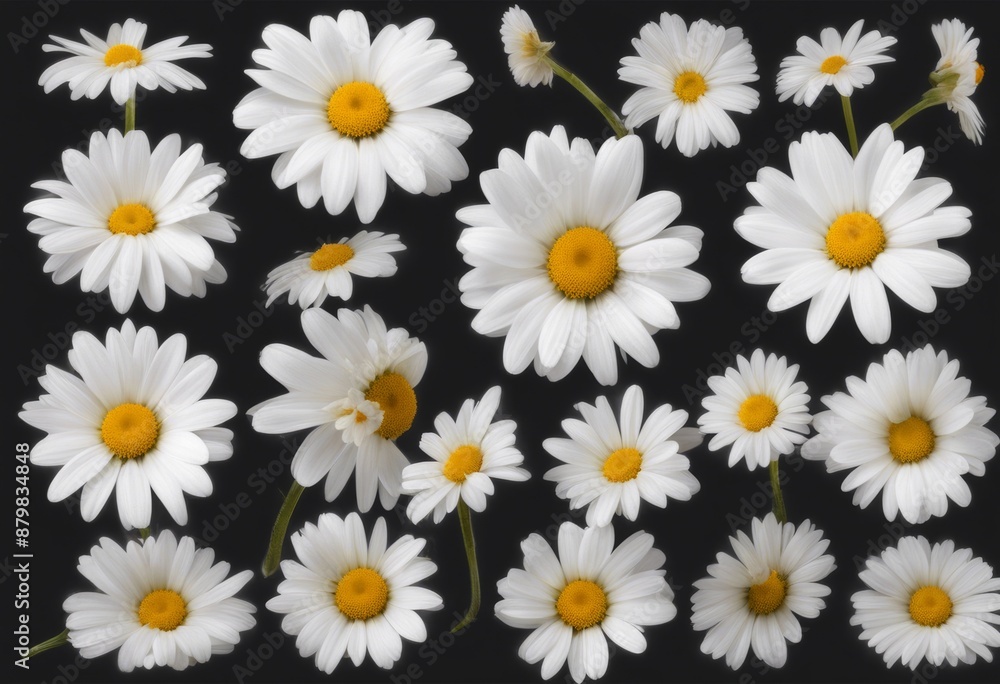 Wall mural out white cut olated background png flower set file transparent collection daisy