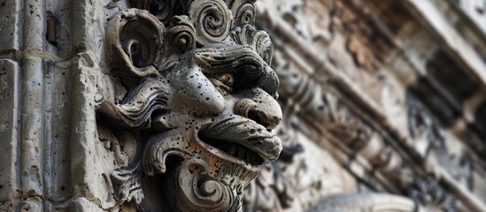 Stone Carving of a Grotesque Face