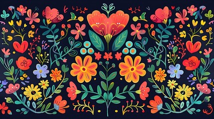 Seamless floral textile wallpaper pattern