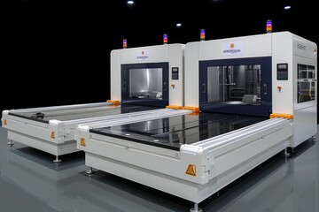 Two Industrial Conveyor Belt Systems With Large Glass Windows