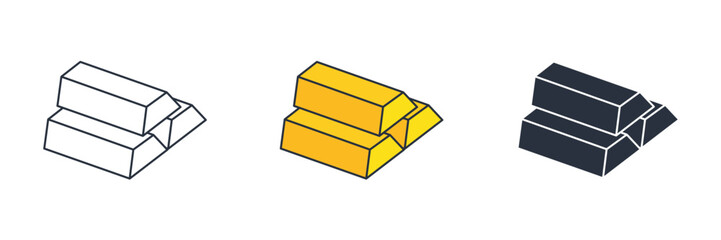 Gold Bar Icon symbol vector illustration isolated on white background