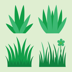 Fototapeta premium Green grass set in flat design