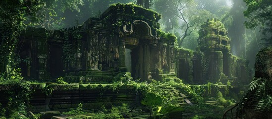 Ancient Ruins in the Lush Jungle