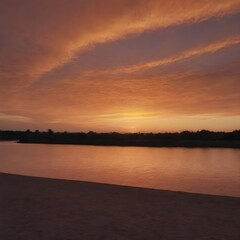 sunset over the river