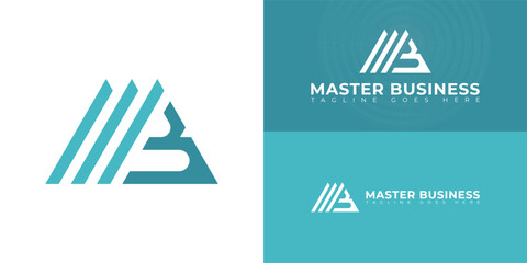 Abstract initial letter MB or BM logo in blue color isolated on multiple background colors. The logo is suitable for business and consulting logo vector design illustration inspiration templates.