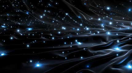 A calming abstract design with soft blue lights scattered across a deep black velvet background