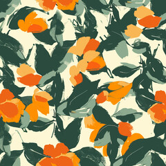 botanical floral, flowers leaves leaf multi colors seamless pattern, wallpaper, cute design for fabric, interior decor, wrapping paper, painting, abstract decor