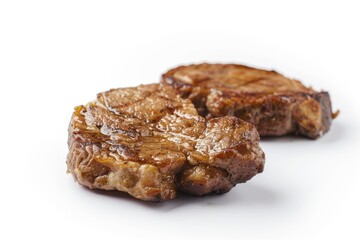 Pork butt steaks on white background