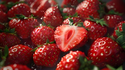 Strawberries on a bright background.