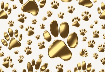 Fototapeta premium traces cat vector textile gold seamless seamless print pattern paw